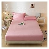 YANSHUYU Flanell BettwäSche Winterplüsch-Matratzenbezug, warmes Spannbettlaken, gepolsterter Matratzenbezug, samtweicher Matratzenschoner, Verschiedene Größen Fleece BettwäSche(Pink,200x220x30cm)
