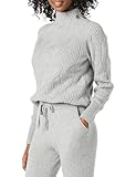 Amazon Essentials Damen Soft-Touch-Pullover mit Trichterkragen und Zopfmuster, Grau Meliert, M