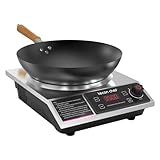 Lecon Chef Induktionskochplatte mit Wok, 3500W Einzelinduktionskochfeld, Kochplatten, 60 KG Tragkraft, Timer und Voreinstellung, 11 Temperatur- und Leistungsstufeneinstellungen