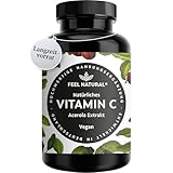 Natürliches Vitamin C - Aus der Acerola Superfrucht - 180 vegane Kapseln im 6 Monatsvorrat - Ohne unerwünschte Zusätze - Laborgeprüft, vegan und in Deutschland produziert