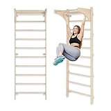 MAMOI Sprossenwand mit Klimmzugstange für Erwachsene (230 cm), Holz-Kletterwand, Multifunktionales Fitnessgerät, Kletterleiter für Erwachsene mit Option zur Personalisierung, 100% ECO, Made in EU
