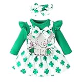 Generisch Sankt Patricks Day Neugeborenen Mädchen Set Langarmbody mit Trägerrock Niedliches Erstausstattungs-Outfit (Green, 9-12 Months)