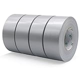 BOMEI PACK Silber Panzertape extra stark, 60 m x 50 mm – Wasserdichtes Reparaturband für innen & außen gewebeverstärktes Reparaturband, 4 Rollen