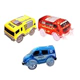 TOYANDONA 3 Stück Teiliges Leuchtendes Elektrowagen spielset für Batteriefrei mit Gelbem Baustellenwagen Blauem Polizeiauto und Rotem Bus Fördert Hand Auge koordination und Spielerisches