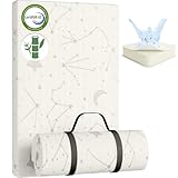 YENING Bamboo Pack and Play Matratzenauflage, atmungsaktiv, 96 x 66 cm, wasserdicht, Babymatratze für Pack N Play Matratzenauflage, wasserdicht, mit Gurt