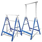 Jaxguom Arbeitsbock 2er set Höhenverstellbar 7-stufig (80-130cm),Gerüstbock 400kg pro paar Traglast Klappbock Böcke klappbar für Haus, Werkstatt und Garten,blau