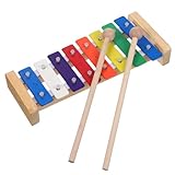 TOYANDONA Xylophon Metall Xylophon mit Holzschlägeln Sicheres Lerninstrument für Kleinkinder und Vorschulkinder Pädagogisches Musikinstrument Geschenk für Jungen und Mädchen