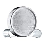 WMF Loft Bar Gläserteller-Set 6-teilig, Glas Untersetzer mit Präsenter, Untersetzer Gläser 9,5cm, Cromargan Edelstahl mattiert
