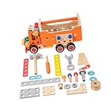 Oshhni Kinder-Werkzeugset, Spielzeug-Werkzeugset aus Holz für Kleinkinder, Werkzeugkasten aus Holz