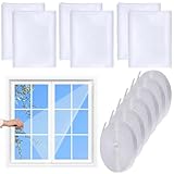 6 Stück Fliegengitter Fenster ohne Bohren,150x130cm Insektenschutz Fenster mit 6 Rollen Selbstklebend,Moskitonetz Fenster,Insektenschutzgitter,Selbstklebend Fliegennetz (Weiß)