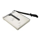 A4 Papierschneider Profi, Hebelschneider 47cm, Metall Schneidegerät 32x25x3cm, Rollenschneider Fotoschneider für Schule & Büro, Weiß
