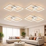 Homefire Deckenlampe LED Deckenleuchte Schlafzimmer - 4ER 24W Wohnzimmerlampe 3000K Warmweiß Küchenlampe Silber Drehbar Modern Design Schlafzimmerlampe Eckig Deckenleuchten für Küche Flur Wohnzimmer