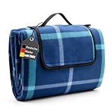 BigDean Picknickdecke 200x200 cm wasserabweisend Karo Design Hell – Picknickdecke XXL ideal für Strand, Garten oder Park