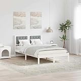 Fasba Bettrahmen Hellgrau 120 x 190 cm Massives Kiefernholz, Doppelbett/Einzelbetten Bettrahmen für Wohnheim Schlafzimmer Gästezimmer878208