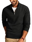 PJ PAUL JONES Troyer Pullover Herren Strickpullover Slim Fit 1/4 Zip Winterpullover für Freizeit (Schwarz, L)