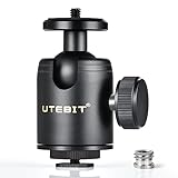 UTEBIT Mini Kugelkopf Stativkopf 30mm Ballhead Diameter Max Load 15Kg 360 Grad Kamera Kugelkopf mit 1/4' Schraube Hot Shoe Anzug für alle Arten von DSLR Kamera Stativ LCD-Monitor Blitz Licht Halter