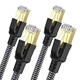 CABNEER Cat 8 Ethernet Kabel 1M 2-Stücke, 40Gbps Netzwerkkabel Hochgeschwindigkeits 2000MHz S/FTP Ethernet Kabel, Gigabit RJ45 Nylon Geflochtener LAN Kabel, Patchkabel für PS5/4 Router Modem