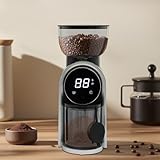 Kaffeemühle Elektrisch Coffee Grinder Kegelmahlwerk, Mahlgrad einstellbar Scheibenmahlwerk mit präziser Digitalanzeige für 2-14 Tassen, bis zu 250g Kaffeebohne (Schwarz)