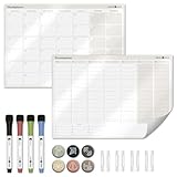Lebenskompass Flexiplan® - Selbsthaftender Wochenplaner abwischbar - Whiteboard Planungstafel haftend auf allen glatten Oberflächen - undatierter Wandkalender Planer inkl. Sticker & Stiften