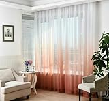 Wycian Vorhang Schlafzimmer Organdy Vorhang Orange Rot 2er Pack Farbverlauf H160 x B96 cm (2er Pack) Gaze