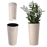 KADAX Blumentopf mit Holzspänen, eleganter Übertopf mit herausnehmbarer Einlage, Blumentopfschutz für Büro, Blumenkübel, Topf, Gartenschale (Creme, ⌀ 30 cm)