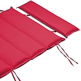 DETEX® Liegenauflage wasserabweisend inkl. Kopfkissen Auflage Liege Polster Kissen Saunaliege Gartenliege Dunkelrot