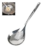 Trendecor Schaumlöffel Edelstahl, Schaumkelle 35.4x10.8cm Küchenhelfer Metall Abschäumerlöffel Schaumkelle mit Langer Griff Ergonomischer Langer Griff Abseihlöffel für Gemüse Nudeln