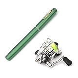 Lixada Angelausrüstung, 1M / 1,4M/1.6M Zusammenklappbar Angelrute Reel Combo Mini Pen Angelrute Kit 7 Farben-Feder-Form gefaltet Rute Rod Mit Rollenrad, Grün