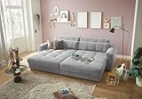 Stella Trading Big Sofa BARURA Cord hellgrau – XXL Couch mit großer Liegefläche, modernes Sofa 292x194 cm inklusive Nierenkissen