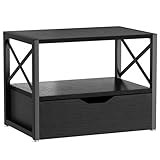IBUYKE 2 Tier Desktop-Drucker Stand, Mehrzweck-Schreibtisch-Organizer, hölzerne Drucker Stand mit Schublade Lagerung für Ordner, Bücher, für Faxgerät, Scanner, Home Office, schwarz TLJ006B
