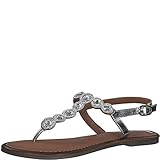 Tamaris Damen Riemchensandalen, Frauen Sandaletten,TOUCHit-Fußbett,offene Schuhe,Strandschuhe,Sandaletten,bequem,Lady,Silver Glam,38 EU / 5 UK