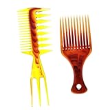 VALICLUD 2 Stück Haarkamm mit Breiten Zinken Professioneller Stylingkamm für Männer und Frauen Extra Weit Gezahnt für Dickes Langes Haar Entwirrt Sanft Haar Kopfhautmassage Friseurzubehör