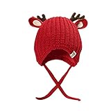 SOIMISS Rentierhorn Beanie Mütze für Kinder Winter warme Strickmützen Entzückende Häkelmütze mit Ohrenklappen Weihnachtsgeschenk für Mädchen Jungen