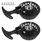 LALAGO 2tlg Pocketbike Seilzugstarter Schwarz, Motorrad Zugstarter Tuning Aluminium Alloy, Mini Quad Pull Start Ersatzteile, Recoil Starter für 2-Takt 47CC 49CC Zündung ATV Dirtbike Kinderfahrrad