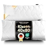 John Cotton Kopfkissen 40x80 cm – 2er Set Hotel-Luxus-Stepp-Kissen für Nackenschmerzen, Verstellbares Kissen mit Reißverschluss - 450g Füllung, Schlafkissen für Allergiker, Oeko-TEX (40 x 80)