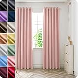 NINGBAI Vorhang Grau Blickdicht Übergardinen 150 x 150 cm Einfarbige/Winter Extra Warm/Modern Gardine Vorhang mit Ösen/Hitze Ösenschal für Wohnzimmer, Rosa