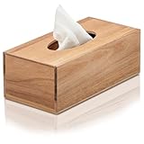 com-four® Kosmetiktücherbox aus Akazienholz - Taschentuchbox mit entnehmbarem Deckel - Holz-Handtuchspender für Bad, Schlafzimmer und Wohnbereich - Organizer für Papiertücher (1 Stück - braun-Akazie)