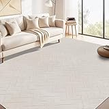Famibay Teppich Wohnzimmer Beige Waschbar Teppich Schlafzimmer 160x230cm Wohnzimmerteppich Kurzflor Weich Modern rutschfest Carpet für Esszimmer Küche Büro Kinderzimmer
