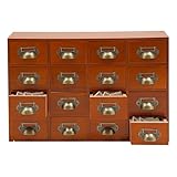 MEELRYD Kommode, Apothekerschrank Vintage Kommode mit 16 Schubladen, Holz-Schubladenschrank für Haushalte, Büros, kleine Werkstätten, 50 x 10 x 35 cm (Braun)