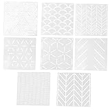 2 Sätze Schablone Papierschere Decoupage Tapetenschere Papphefter Segelstoff Fliesenfarbe Wand Heimwerken Geometrische Vorlage Geometrische Malvorlage Umweltschutz Weiß 8 Stück * 2 Hemobllo