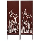 Kapaga - 2x Sichtschutz Metall - 160 cm x 50 cm - Edelrost - Rostoptik Sichtschutz für Garten - Sichtschutzelement - Sichtschutzwand - Gartendekoration Zaun - Rost (Pusteblumen)