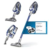 CLEANmaxx Akku-Zyklon-Staubsauger beutellos mit Akku | 2-in-1 Handstaubsauger, elektrisch rotierende Power-Rotation Düse | Energiesparen, 150 Watt [Blau/Grau]