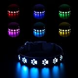Ankilo LED Leuchthalsband Hund,Leuchthalsband für Hunde Aufladbar,Hundehalsband Leuchtend Halsband für Hunde Einstellbare Größe Sicherheit,7 Farbwechsel Halsband Hund Helle Sicherheit,15,7-19,7IN,M