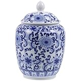 DIYEAH Keramik teedose Vintage Chinesischer Stil mit Luftdichtem Deckel Multifunktionale Aufbewahrungsdose für Losen Tee Gewürze Kaffee und Getrocknete Früchte Sichere Keramik Praktische