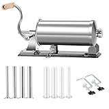MASTER FENG 6 LBS Wurstfüller – Edelstahl-Wurstmaschine für den Hausgebrauch, manuell, horizontal, zum Füllen von Fleisch, Küchenmaschine, mit 8 Füllschläuchen