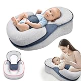 iuscacey Baby-Reflux-Keilkissen – 15° Neigung zur Linderung von Spucken, ergonomische Kopfformung, Verstellbarer Sicherheitsgurt, groß, weicher Modalbezug