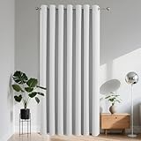 Joydeco Verdunkelungsvorhang 1 Stück, Vorhang Blickdicht mit Ösen Türvorhang H 210 x B 132 Thermovorhang Weiß Kälteschutz Hitzeschutz Blackout Curtain für Schlafzimmer Wohnzimmer