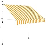 vidaXL Markise Einziehbar Handbetrieben Wasserabweisend Sonnenschutz Klemmmarkise Balkonmarkise Terrasse Balkon Garten 150cm Orange Weiß Gestreift