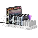 SUIDEK 60 W 10 Ports USB Ladestation für mehrere Geräte, Handy Tablet Ladestation Multi-Ladedock mit verstellbaren Trennwänden, kompatibel mit Tablets, Smartphones