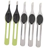 NOLITOY 5 Stück Teiliges Edelstahl Augenbrauen Pinzetten mit Gummipads Präzise Feinhaarzupfer und Ergonomisches Design Kompakt und Langlebig zum Trimmen und Formen der Augenbrauen für